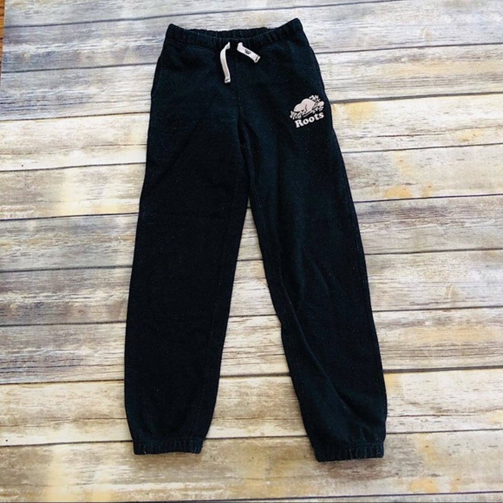 Girls black ROOTS sweatpants! Size 12